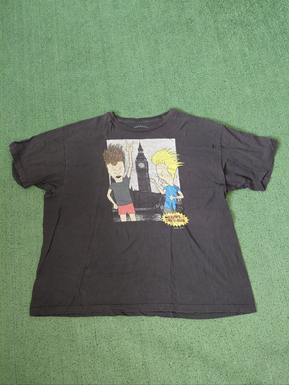 MTV Beavis & Butthead Big Ben London England Cartoon Adult Black T Shirt Sz XXL